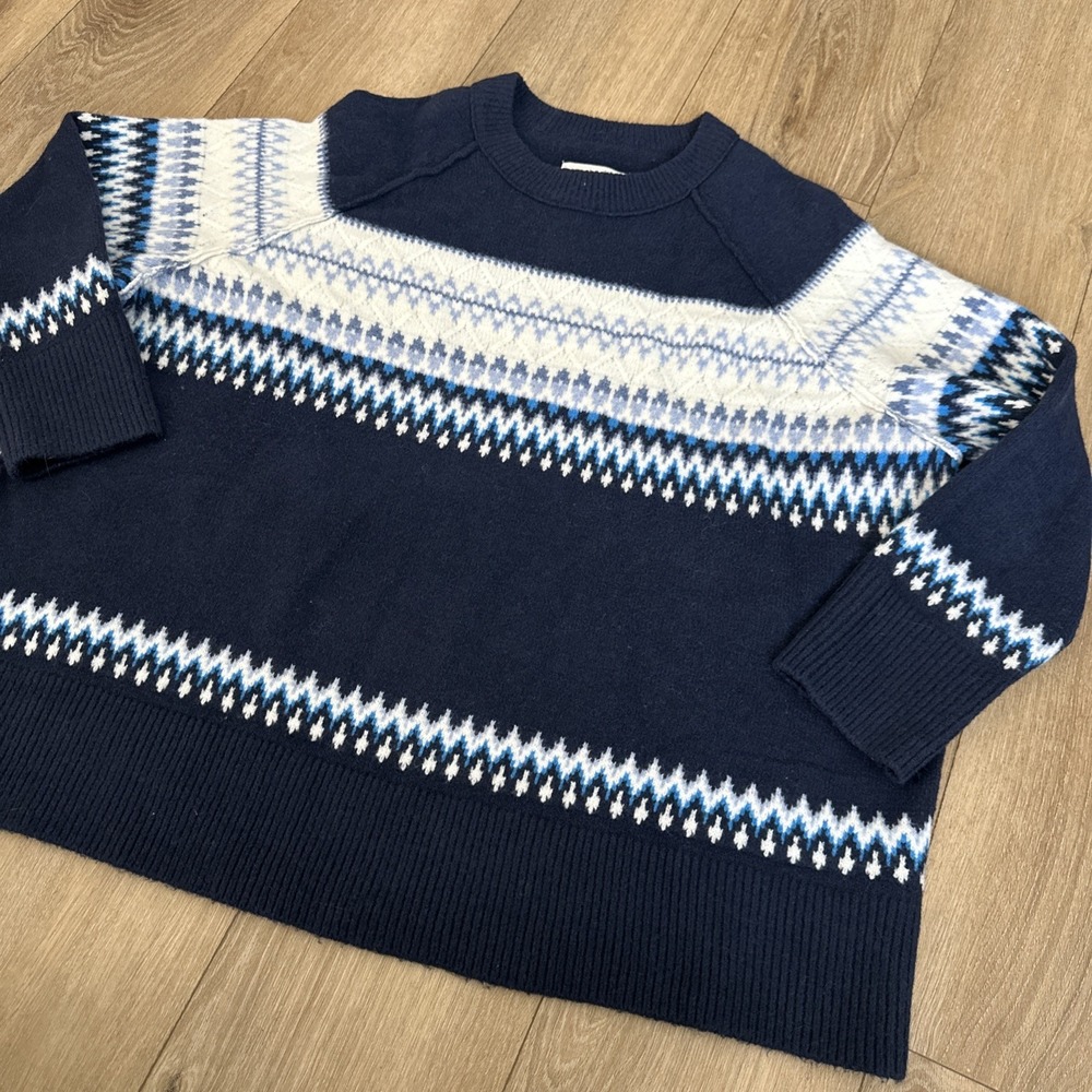 Aerie Women's Sweater Soft Oversized Blue Printed Outdoor Size Large Preowned